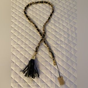 New. Gold and Black Leather chain belt.